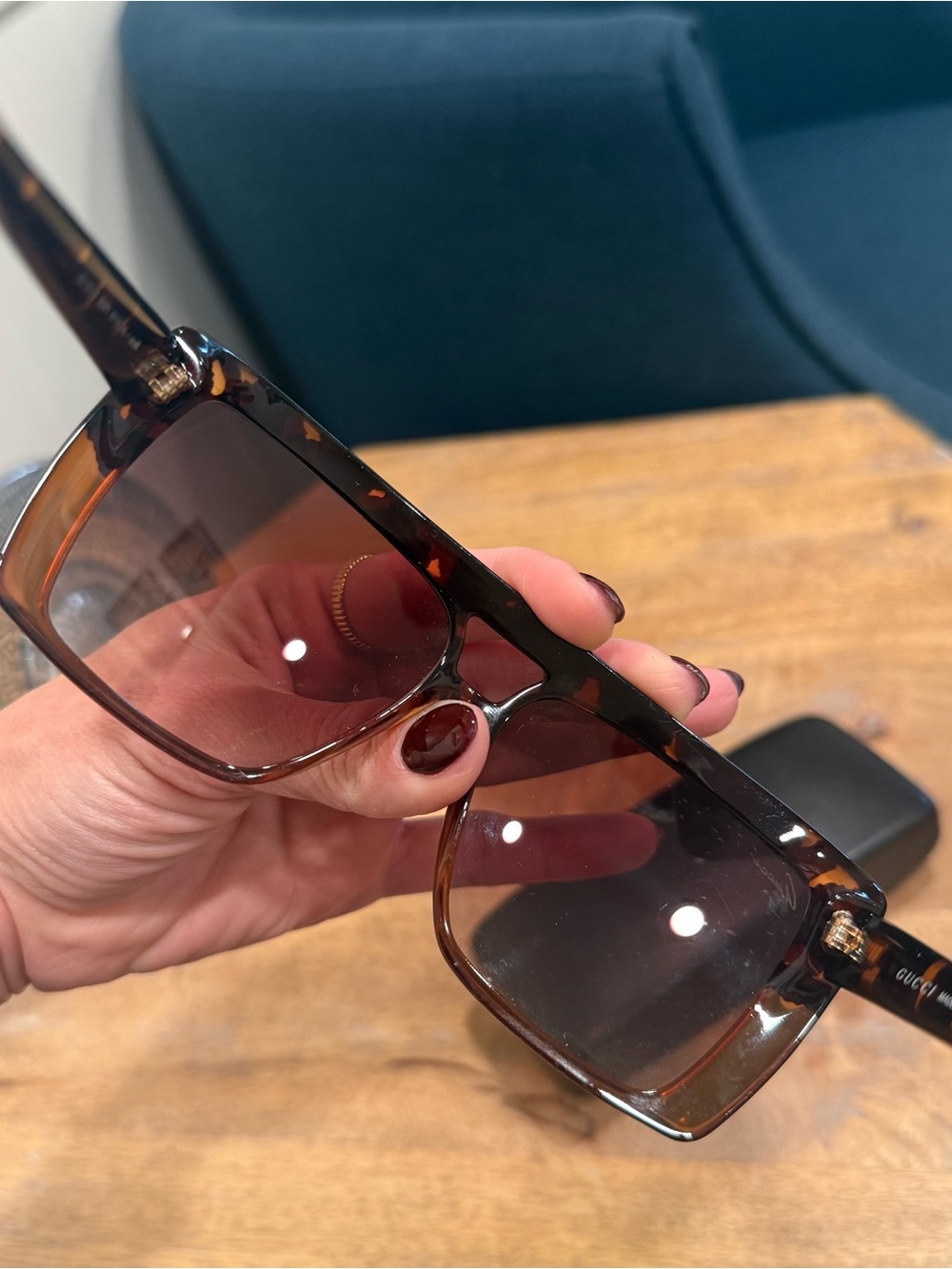Gucci Tortoiseshell Brown Gradient Shield Sunglasses - Picture 6 of 11